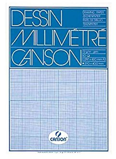 CANSON 3 Stück Blöcke von 50 Blatt Millimeterpapier A4 90 g liniert blau