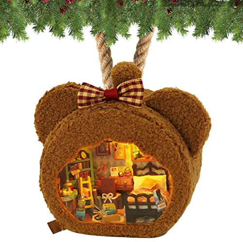 Neue Plüschfamilie Puppenhaus Miniaturhausmodell -Holzpuppenhaus-Miniaturbausatz zum Bauen Einer großartigen handgefertigten Handwerksgeschenkidee für Weihnachten und Geburtstag
