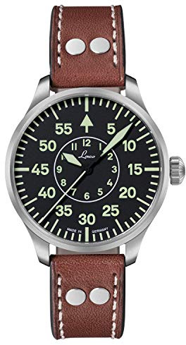 Laco Reloj de Aviador Aachen 39 Fabricado en Alemania – 39 mm de diámetro – Reloj automático – Diseño B – Excelente Acabado – Resistente al Agua