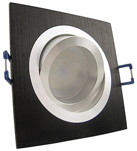 trendlights24 Noble LED Einbaustrahler 230V Alu Schwarz eckig GU10 1er Set | Decken Einbauleuchte, LED-Spots, 4W, Neutralweiß, Abstrahlwinkel 120°, Leuchtmittel austauschbar, Deckenspots, schwenkbar