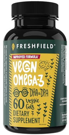 Freshfield Vegan Omega 3, Algae (Algal) Oil, Fish Oil Free Company, Third Party Tested, Carrageenan Free, DHA Supplement w/DPA, Plant Based Omega. Supports Heart, Brain, Joint Health