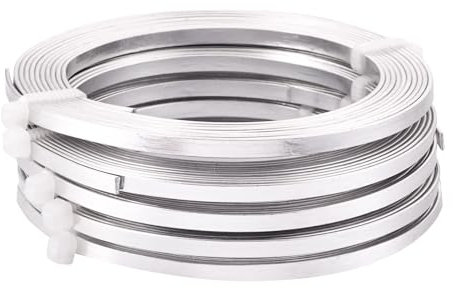 PandaHall 3 x 1 mm silver platt aluminiumtråd 18 Gauge bred metall konstnärlig tråd för gör-det-själv skulptur och hantverk, smyckestillverkning, 5 rullar, varje rulle 15 fot