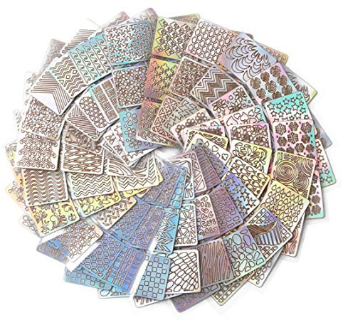 24 Hojas De Cuadrícula Irregular Hueco De Uñas Arte De La Plantilla Reutilizables Manicura Plantilla Pegatinas De Moldes De Uñas Herramientas Del Arte