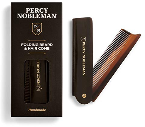 Acetate Folding Beard & Hair Comb by Percy Nobleman, Ideal for use on Beards & Hair.