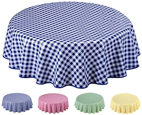 Wachstuch Tischdecke Wachstuchtischdecke Abwaschbar Rund 140cm Blau