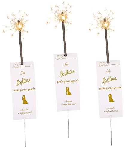 Scintille Luminose per Matrimonio e Cartoncini con Frase. Stelline Scintillanti per Effetto Speciale Taglio Torta Nuziale Sposi. Idee Originali Decorazioni (20 Pezzi)