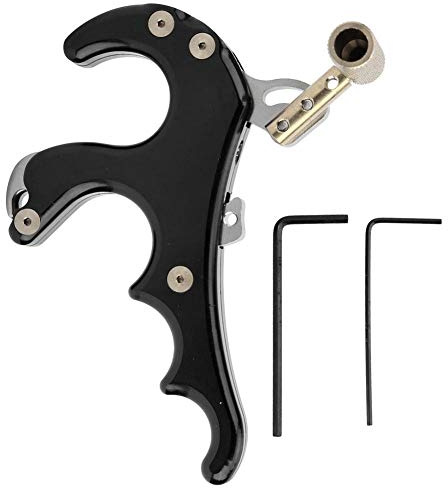 Aigend Bow Release - Outdoor Metall 4-Finger Bogenschießen Bow Release Daumen Trigger Gripper Jagdzubehör(Schwarz)