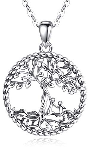 AEONSLOVE Colgante Árbol de la Vida Plata de Ley 925 para Madre e Hija Collar Arbol de la Vida Mujer con Cristal Turquesa Malaquita Collares el Arbol de la Vida Regalos Dia de la Madre