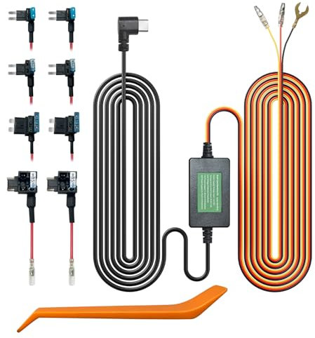 REDTIGER F7N Dashcam Hardwire Kit Port USB C Dashboard Caméra Kit câble de Charge Voiture 12V - 24V à 5V avec kit de fusibles, Protection Basse Tension pour Dashcam Double-4 fusibles