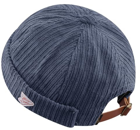 CLAPE Berretto Portuale Uomo Corduroy Docker cap Cappello Senza Visiera Estivo Berretto Docker Regolabile Retro Brimless Hat Classic Docker Leon Hat