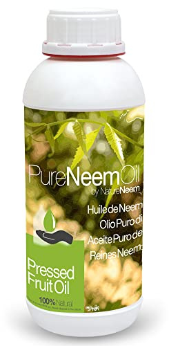NatureNeem reines und natives Neemöl, 1. kaltgepresst, 1 Liter, 100 % natürlich, zertifiziert biologisch