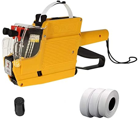 JIAYING MX-6600 10 Digits 2 Lines Price tag Gun Labeler with 3 Rolls Double Line Price Label Paper for Office, Retail Shop, Grocery Store, Organization Marking, Color Random, 10 × 6.5 × 2 inches