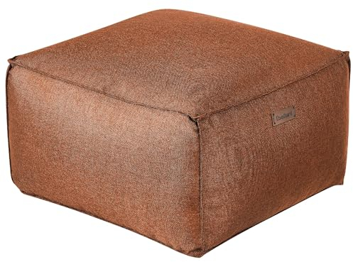 Beliani Pouf Sitzpouf Sitzhocker Leinenoptik braun 50x50 cm Quadrat Modern Skandi Mukki