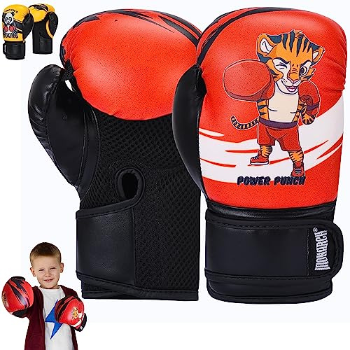 Kids Boxing Gloves 4oz 6oz, Youth Punching Bag Gloves for Home Gym Training, Kickboxing, Muay Thai, MMA, Gift for Age 4-12 Years