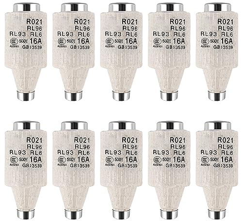 OCCOUMR Paquete de 10 Fusibles Cerámicos en Espiral de 16 A DII E27 R021, Eslabones Fusibles, Eslabones Fusibles GG Diazed 500 Vac, Eslabón Fusible Diazed para Protección de Cables y Líneas. | Fusibles fusibles, insertos de fusibles gG Diazed 500 VAC, para protección de cables y cables