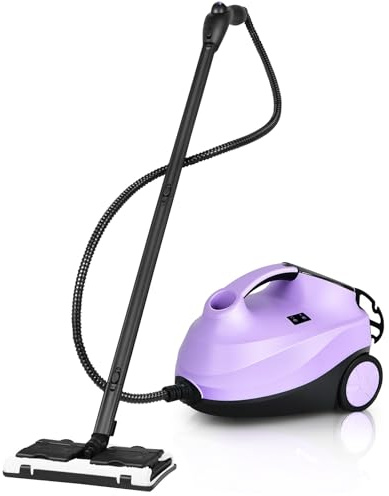 COSTWAY Limpiadora de Vapor 2000W, Vaporeta de Mano con 18 Accesorios, 4 Bar / 1,5L Tank/hasta 108°C/LED, Vaporizador con Cierre de Seguridad para Niños para Alfombra, Piso (Violeta)