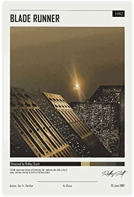 OakiTa Blade Runner Retro-Film-Poster (1) Leinwand-Poster, Wandkunst, Dekordruck, Bild, Gemälde für Wohnzimmer, Schlafzimmer, Dekoration, ungerahmt, 30 x 45 cm