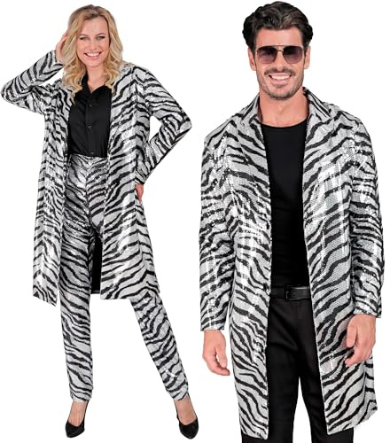 W WIDMANN MILANO Party Fashion - Pailletten Mantel Erwachsene | Glitzer Mantel für Festival, Silvester, Karneval, Disco, Mottoparty und auffällige Party-Outfits