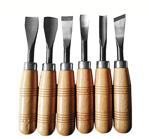 BomDog Ciseau de Tour, Ciseau À Sculpture Sur Bois, Couteau Professionnel, Ensemble D'Outils À Main Pour Bricolage, Sculpture Détaillée, Gouges Pourisiers, 6 Pièces