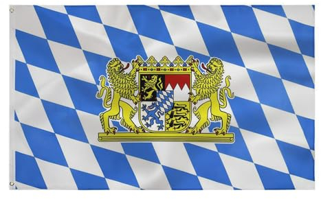 Freistaat Bayern Flagge Bayern Fahne 90 x 150 cm- Bayerische Flagge Polyester leuchtenden Farben mit Messing-Ösen Deutschland Fahne