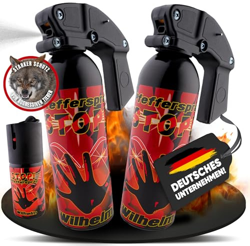Wilhelm Pfefferspray 2 x 470 ml + 40 ml ca. 2 Mio. Scoville CS Gas KO Spray