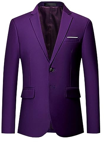 Giacca da uomo slim fit a due bottoni con risvolto dentellato giacca casual da uomo S per il tempo libero, Viola, XXL