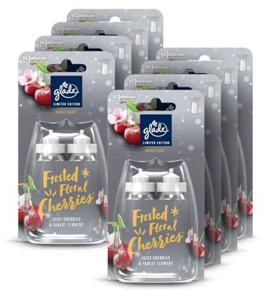 Glade Sense & Spray Air Freshener Refill, Motion Activated Automatic Room Spray and Odour Eliminator for Home, Frosted Floral Cherries, Pack of 8 Duos (16 x 18ml)