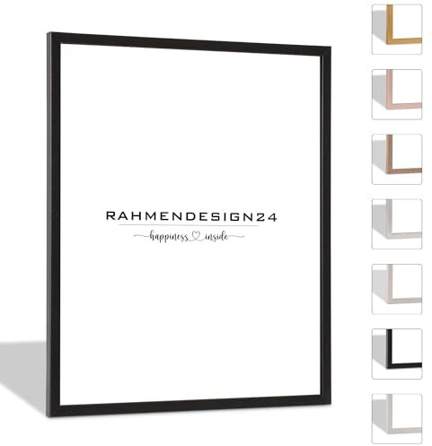 Rahmendesign24 Cadre photo Nero 59,4 x 84 cm (format A1) noir (mat) - Cadre photo amovible - Cadre pour poster, puzzle - Cadre étroit