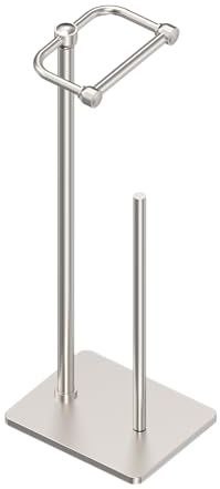 RUACQ Support de papier toilette, support de rouleau de papier toilette autoportant avec rangement pour 4 rouleaux, design pivotant, base lestée stable, acier inoxydable SUS304 (nickel brossé)