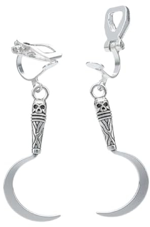 bySantana - 4cm Sichel Ohrringe, Handgefertigt Fantasie Schmuck, Coole Geschenkidee, Silber Schwert Ohrhänger, Mittelalter Dolch
