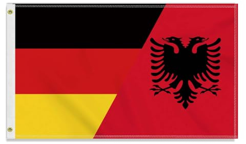 Große 90×150 CM Deutschland Albanien Flagge, großes 150D Deutsch Albaniens Freundschafts banner,Strapazierfähige Deutschlandfahne Doube-Seitendruck Dekor Messingösen large Albania