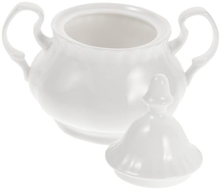 ASerZenith Azucarero Tetera Contenedor de harina Azucarero Cafetera para cápsulas Té Café Azucareros Lechera de cerámica Contenedor de condimentos de Cocina Azucarero con Tapa Cerámica Blanca