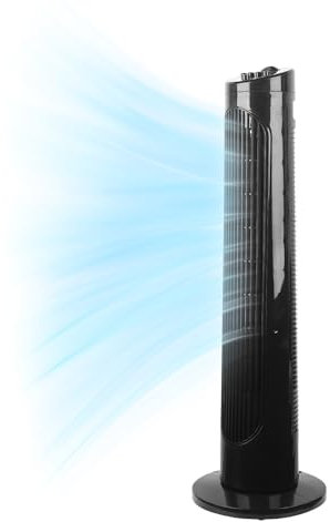 Holywarm 29 Inch Tower Fan | 20dB Quiet Floor Fans Standing Bladeless Fan with Remote Control, 3 Modes, 3 Speeds, 7.5H Timer | 90° Oscillating Fans for Bedroom, Home, Office (Black)