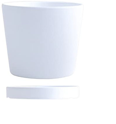 Moderner Keramik-Blumentopf mit Ablauflöchern, ideal für Sukkulenten, Kakteen und Orchideen, inklusive Tablett für einfache Pflege, Weiß