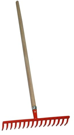 Rastrillo - Mango de Madera, 16 Dientes, Ideal para Recoger Hojas, Resistente y Duradero, diseño ergonómico para un Agarre cómodo.*