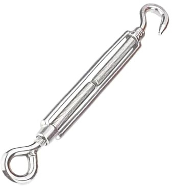 Turnbuckle Wire Tensioner,1PCS M12 ~ M24 Hook & Hook/O To C 304 Stainless Steel Hook And Eye Turnbuckle Wire Rope Tension Polished Rigging Hardware For Sun Shade Sail(M12)