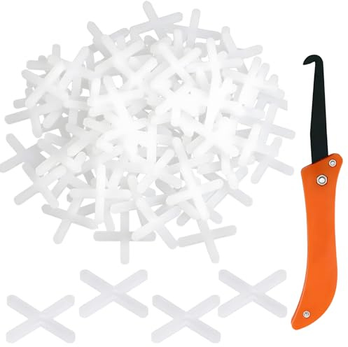 600 Pcs Tile Spacers 3mm with Gap Removal Tools, Cross Shaped Gasket | Plastic Tiling Tools Ceramic Tiles Lnstallation for Fixing Mat Tile Leveling (White)