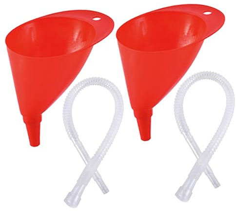 LOLIPPYY Set 2 Imbuti Lunghi Tubo Flessibile, Imbuto Benzina e Olio Motore in Plastica Trasparente, Accessorio per Auto e Moto per Cambio Olio e Travaso Carburante
