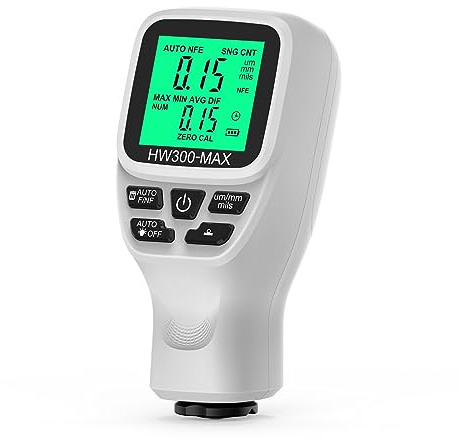 Spessimetro Vernice Misuratore di spessore 0-2000UM Misuratore di spessore del film'automobile digitale LCD ad alta precisione Misuratore di spessore del rivestimento della vernice for auto(White)