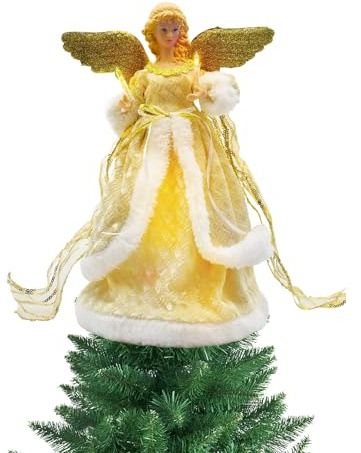Ange pour Sapin De Noël, Ange De Noel avec Plumes Blanches, Figurine La Cime du Sapin Noël | pour Appartement Dortoir Salon Cuisine Chambre Hôtel Jardin