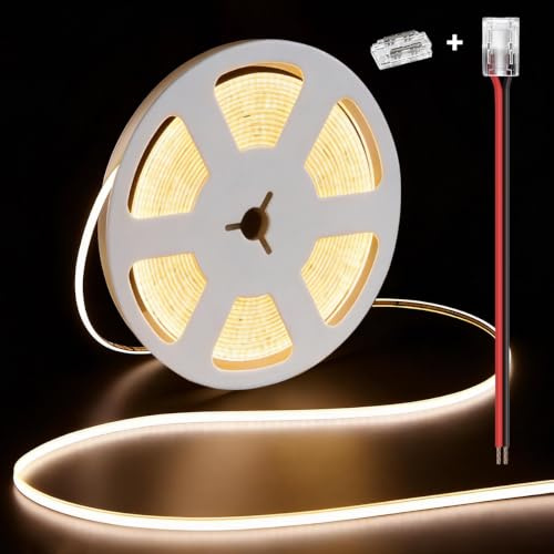 illuburg 24V Striscia LED COB Bianco Neutro 4000K 2,5m 400LED/m CRI90+ Dimmerabile Autoadesiva Banda Barra Strip Luminosa