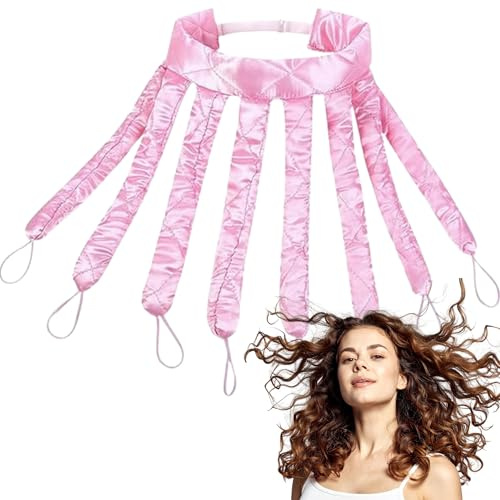 Octopus Heatless Curling Rod Headband, 8-Claw No Heat Hair Curlers Overnight with Silk Bonnet & Ribbon, Soft Hair Rollers for Natural Waves, Heatless Curlers for every length(pink)