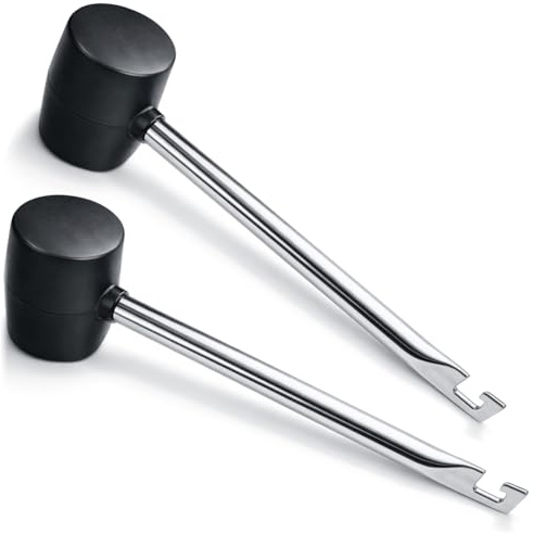 com-four® 2x martello in gomma con estrattore picchetti 440 g, mazzetta con manico in metallo, per campeggio e fai da te, colpo ammortizzato