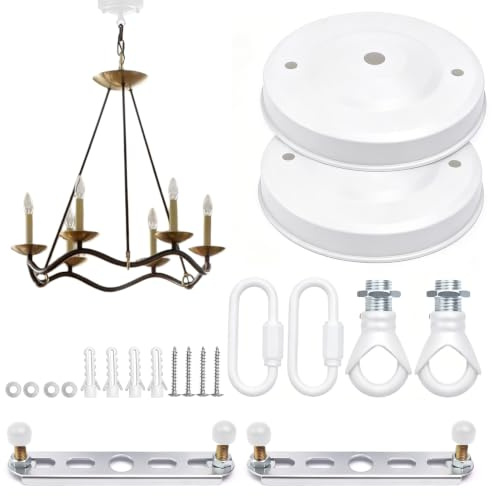 KLEHOPE 2 Stück Deckenrosette Weiß Ø 110 mm – Runder Lampenbaldachin mit Karabinerhaken aus Metall, zur Decken- & Wandmontage, Geeignet für Lampenaufhängung, Hängelampen, Vogelkäfige und DIY-Deko