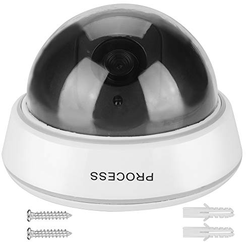 DIRBAK Heim-Dummy-Dome-Kamera mit realistisch simulierten roten Blinklichtern für Zuhause, Büro, Lager, Parkplatz, ABS-Kunststoff, batteriebetrieben