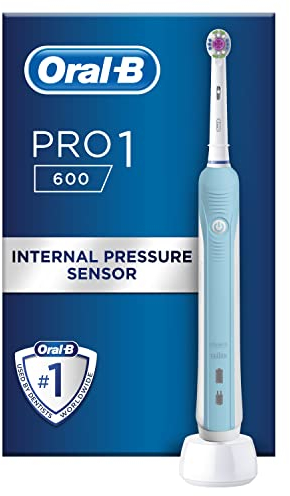 Oral-B Pro 1 Electric Toothbrushes For Adults With Pressure Sensor, Mothers Day Gifts For Her / Him, 1 Handle, 1 Toothbrush Head, 1 Mode with 3D Cleaning, 2 Pin UK Plug, 600, Blue