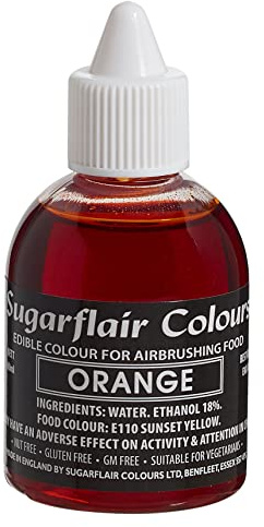 Sugarflair Orange Edible Airbrush Colour - Edible Food Colouring Airbrush Paint for Cakes, Cupcakes, Icing and Cake Decorations - 60ml