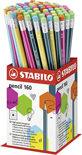 STABILO - Bleistift mit Radierer - pencil 160 - 72er Pack in verschiedenen Farben - Härtegrad HB