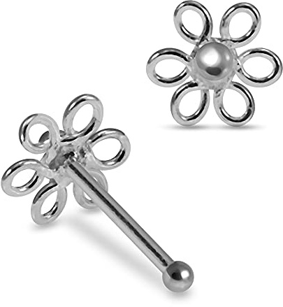 Monster Piercing Schlichte Filigrane Blume Top 22 Gauge 925 Sterling Silber Nase Knochen Stud Piercing
