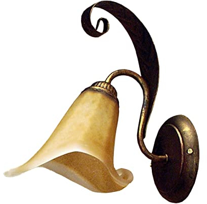 ONLI 4230/Ap Applique in Metallo Marrone spennellato Oro e Vetro Ambra